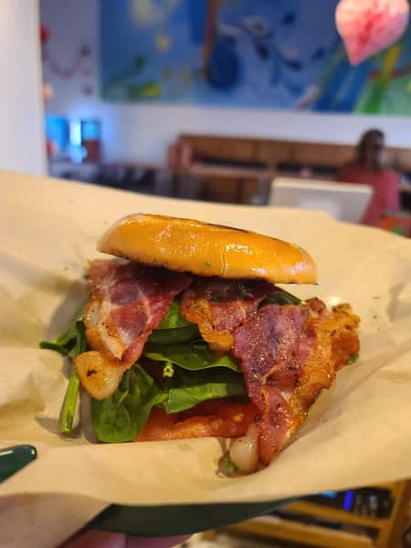 Bacon, Spinach, tomatoes Bagel