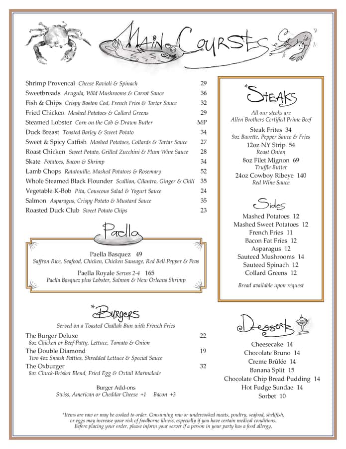 Menus Blue Ribbon Brasserie Boston American Restaurant in Boston, MA