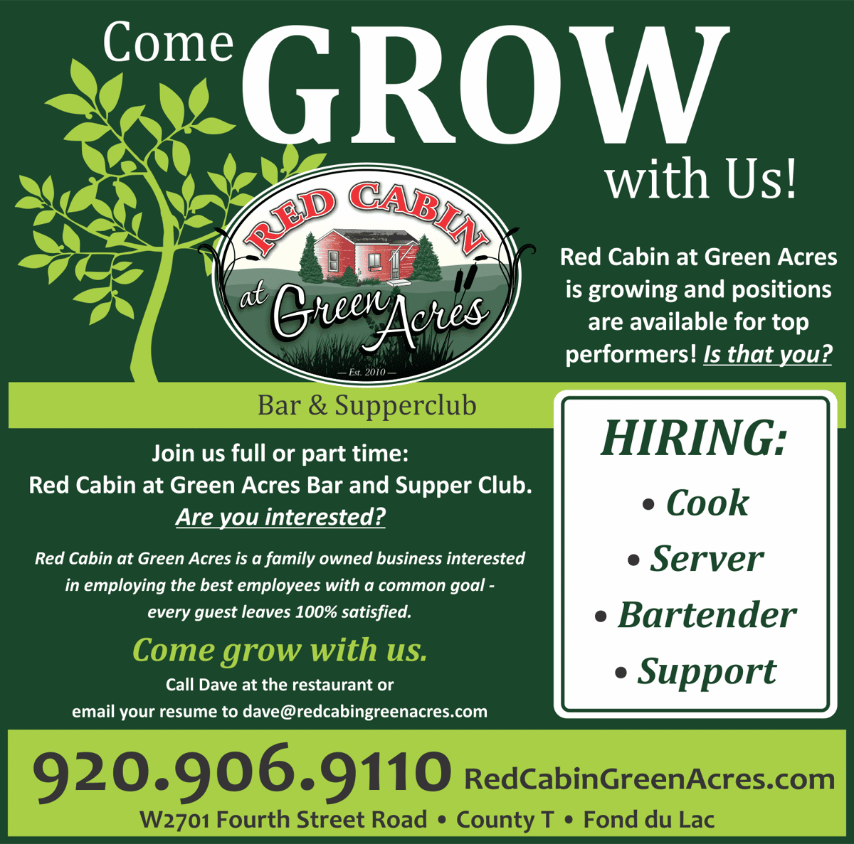 We're Hiring - Come and GROW with us!