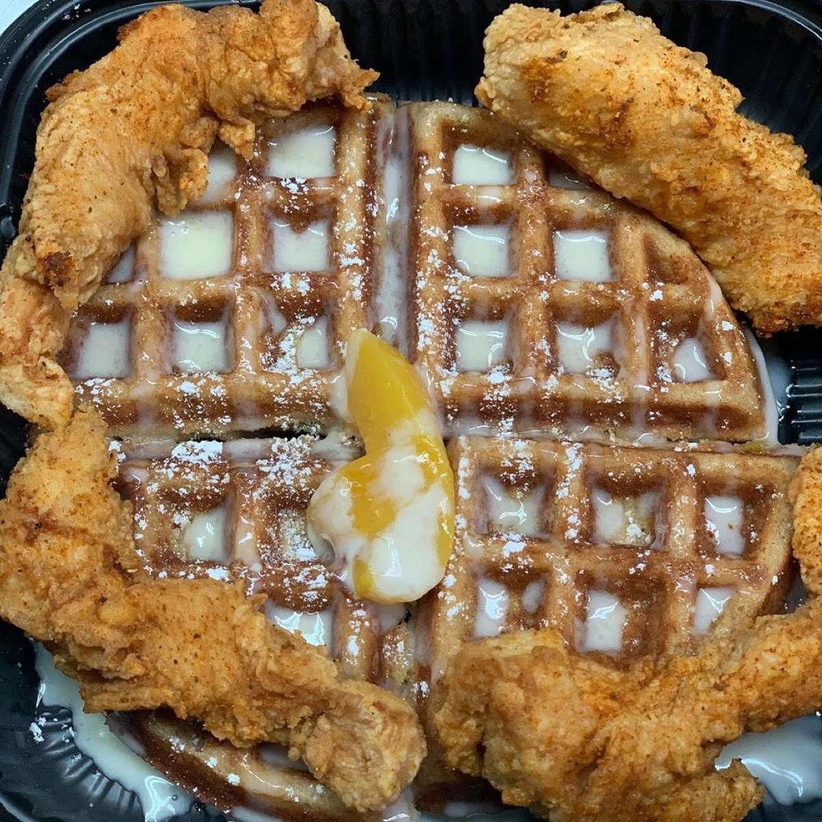 Chef Andarrio's Peach Cobbler Waffle with Wings