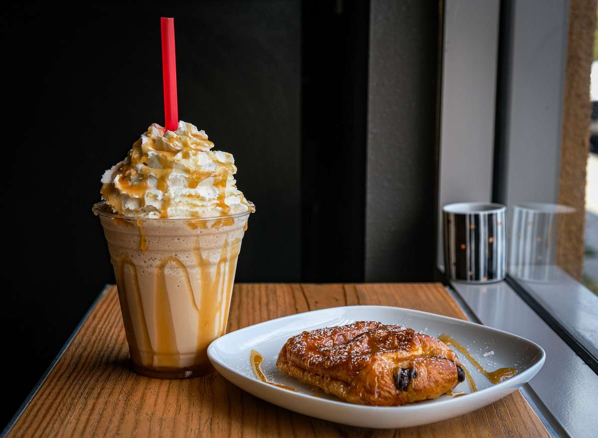 Frappe and Chocolate Croissant