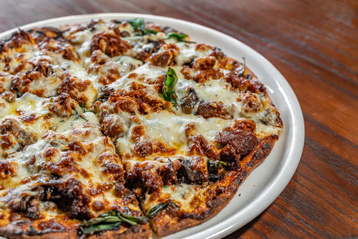 Wild Mushroom + Spanish Chorizo Pizza - Biscottis - Serving small