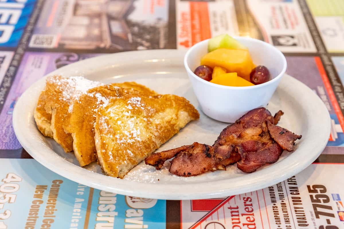 French Toast and Bacon with Fruit