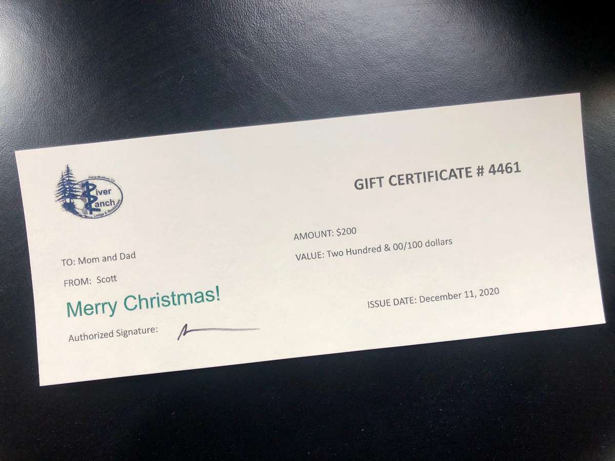 Lodge Gift Certificate