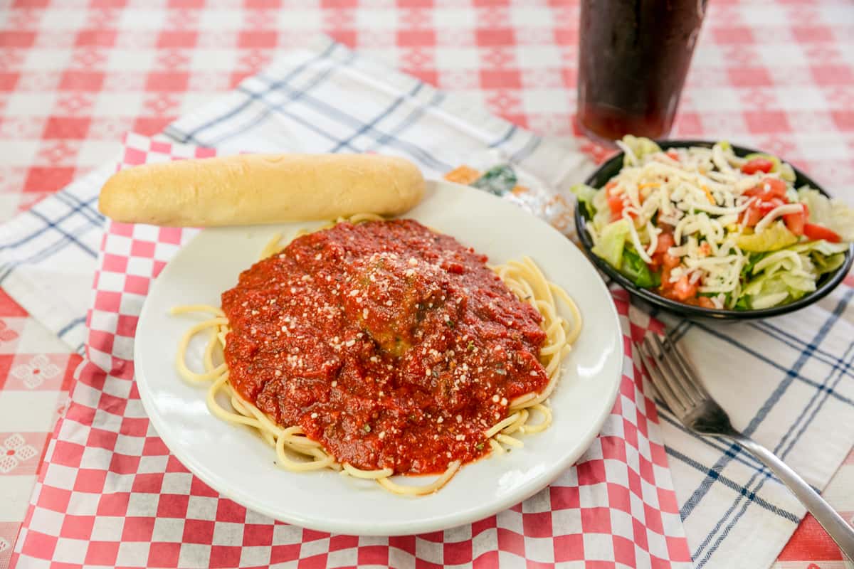 1-Bucket of Spaghetti or Mostacolli! 4 Meatballs