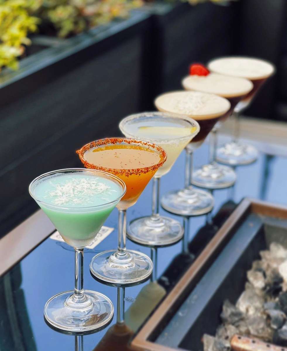cocktail with flower garnish