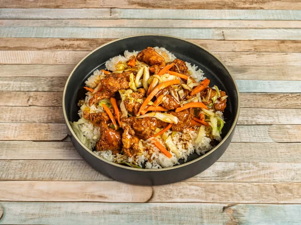 Orange Chicken Rice Bowl - Fish & Chicks - Cajun restaurant in TX