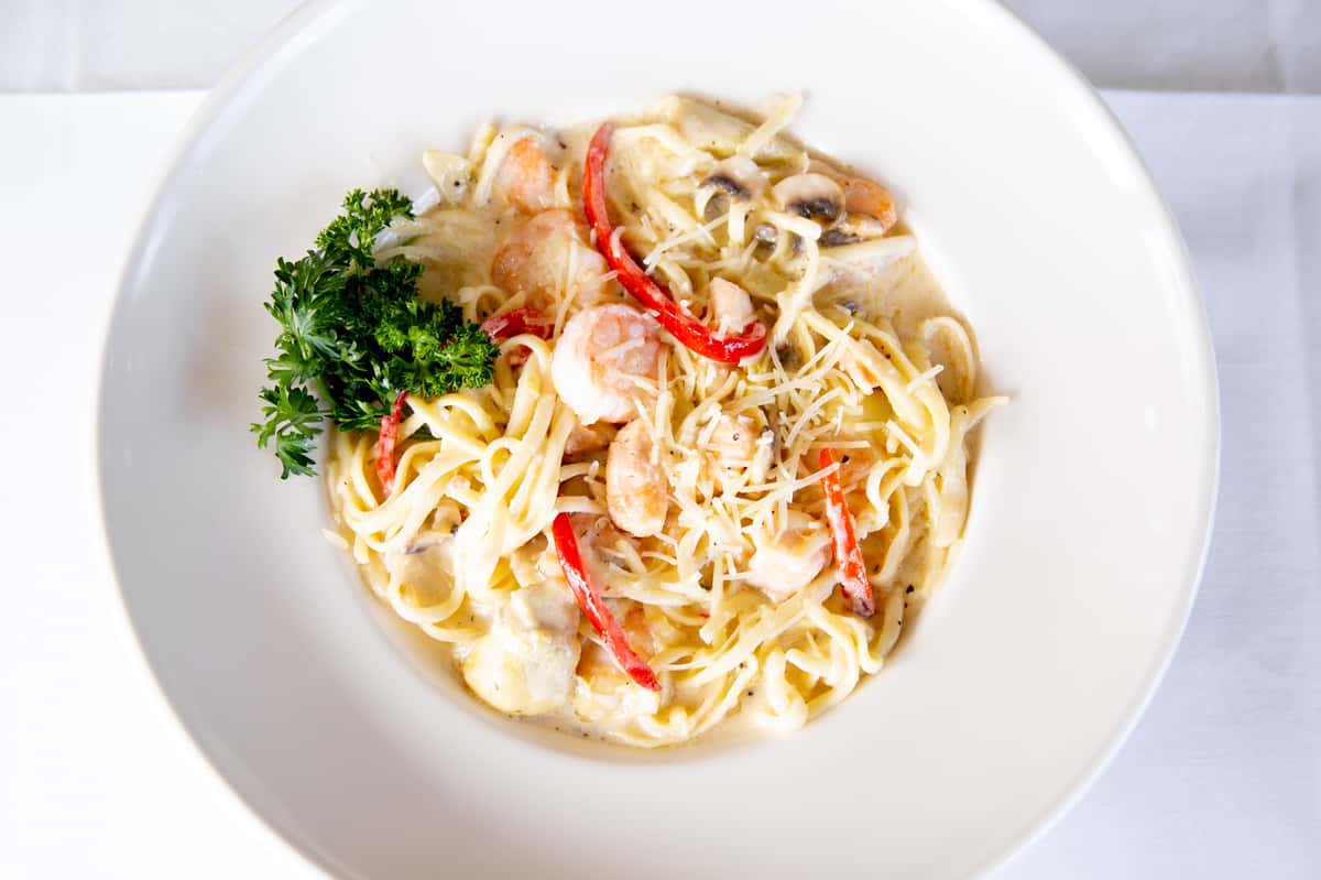 Shrimp & Salmon Pasta - Oscar's of Summerville - Upscale Casual