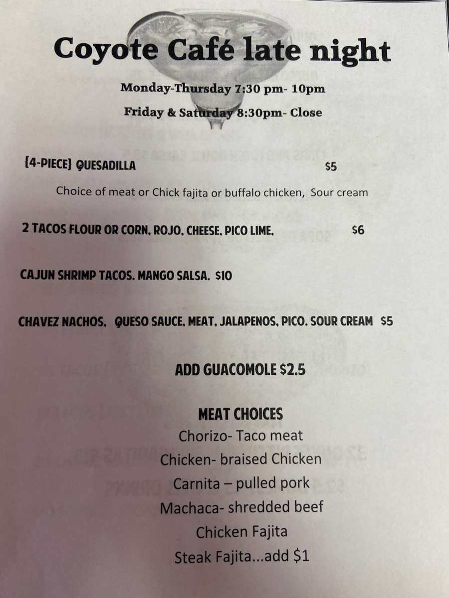 Late Night Menu