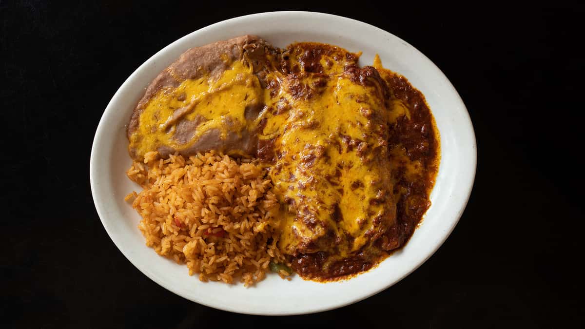 Beef Enchiladas or Green Chicken Enchiladas or Chicken Fried Steak