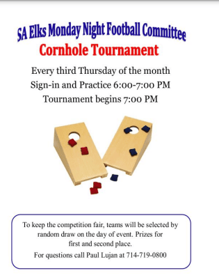 CORN HOLE GAMES ON THE 3RD THURSDAY MONTHLY