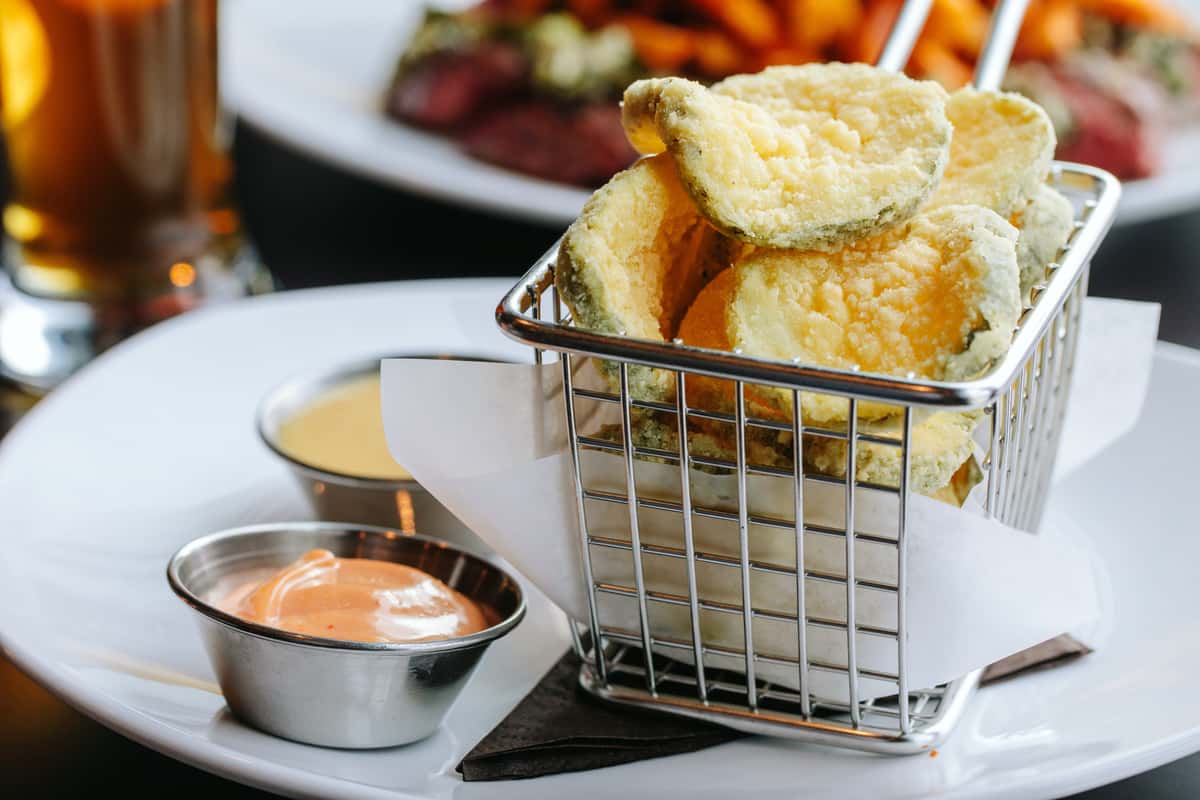 Crispy Fried Pickle Chips Menu 110 Grill Modern American Restaurant