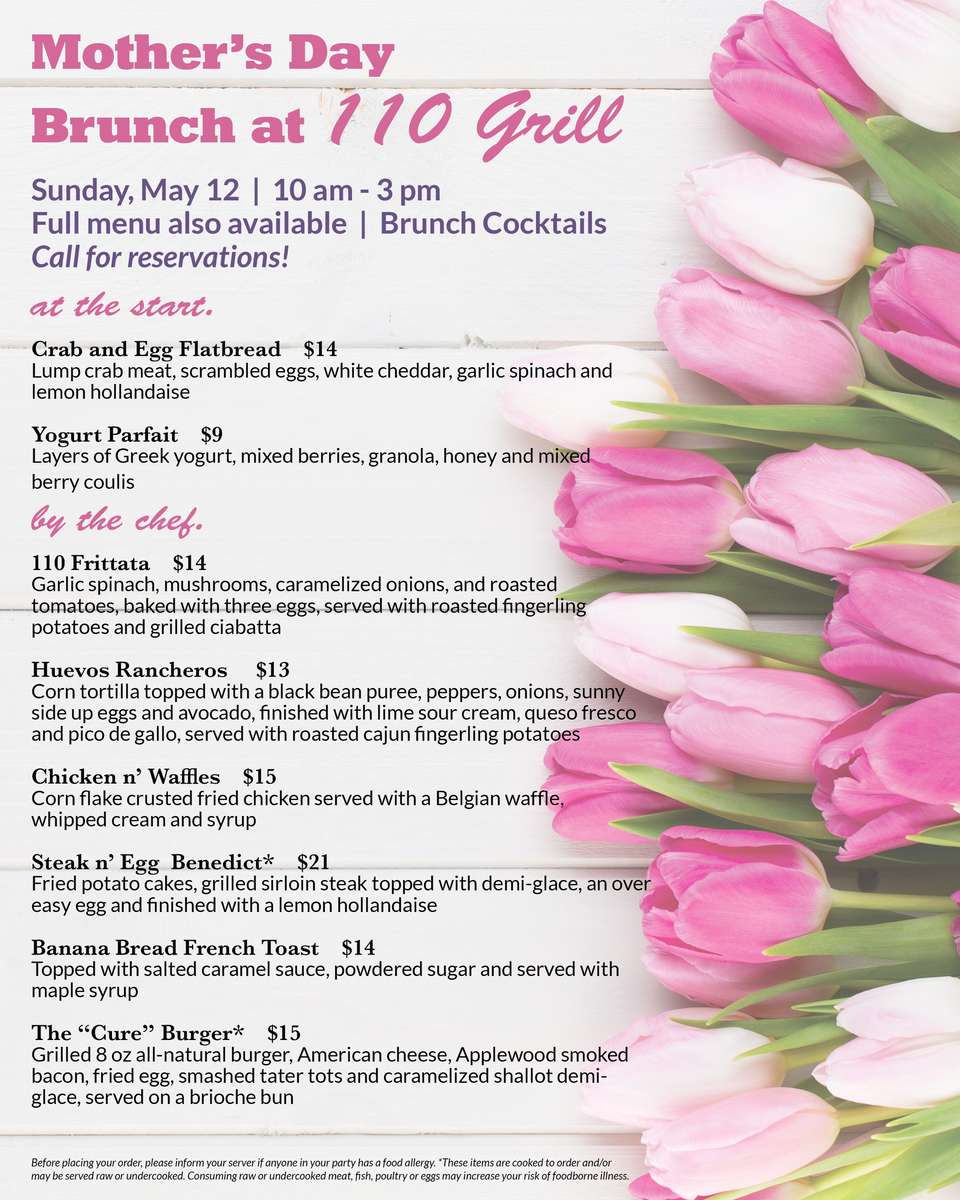 110 Grill Mother's Day Brunch Specials