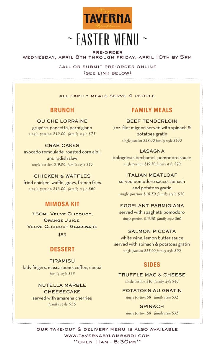 Easter Menu - Taverna