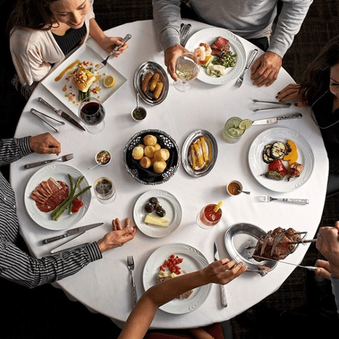 Father's Day Dinner Table with 6 partially visable diners sitting all around