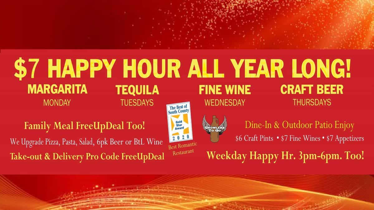 $7 Daily Happy Hours Many Ways