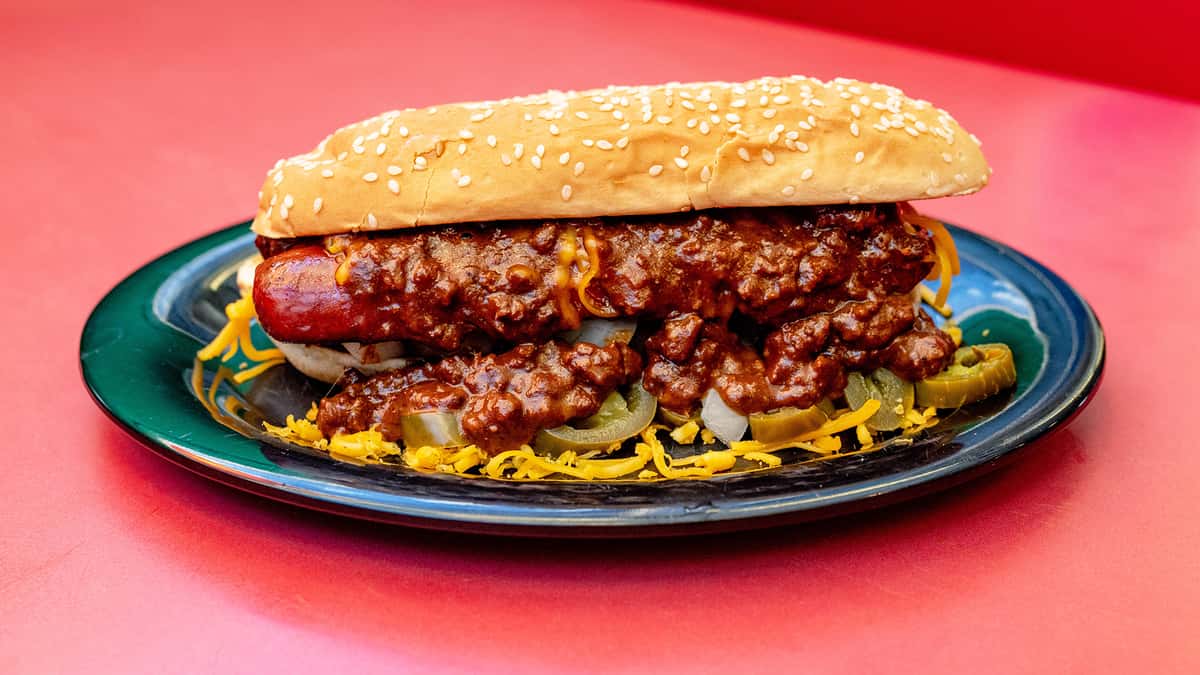 Hot Dog with Chili & Cheese
