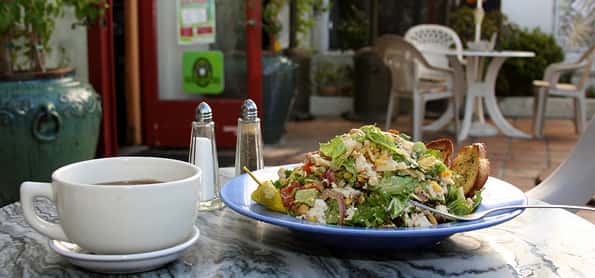 salad and coffee on the table