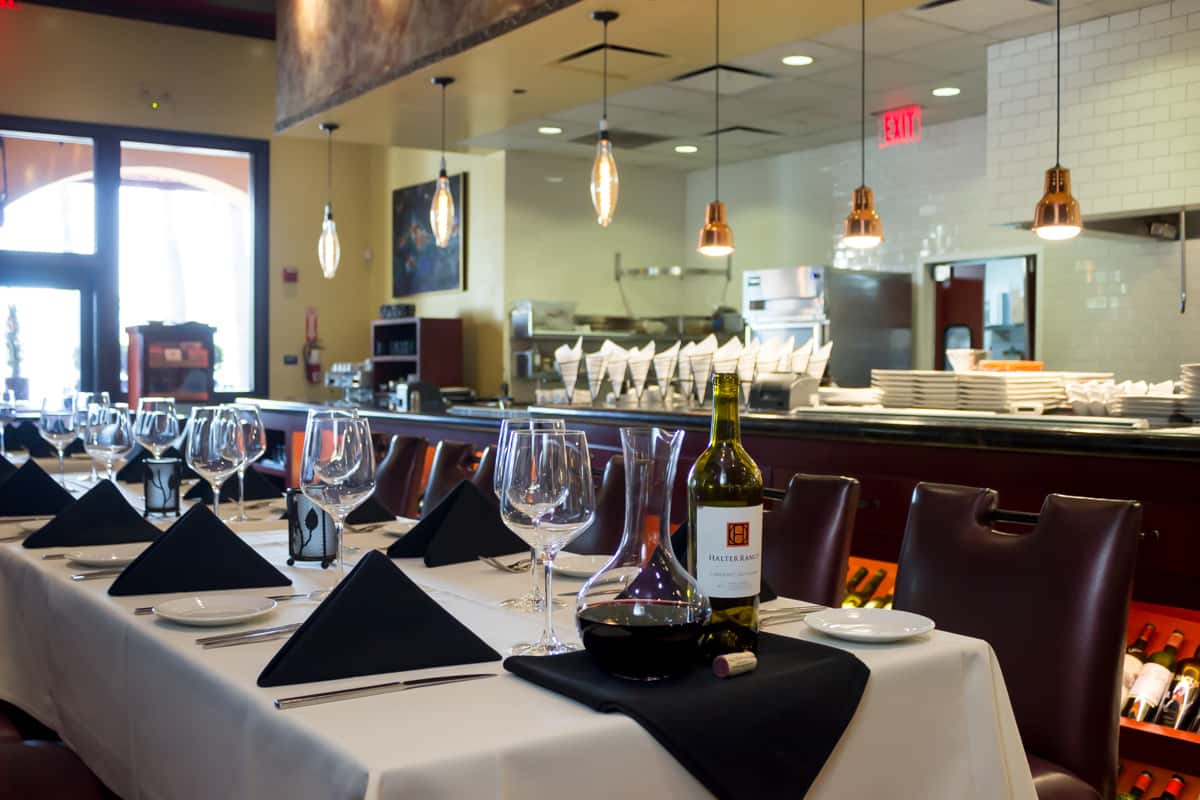 chef's tables with wine