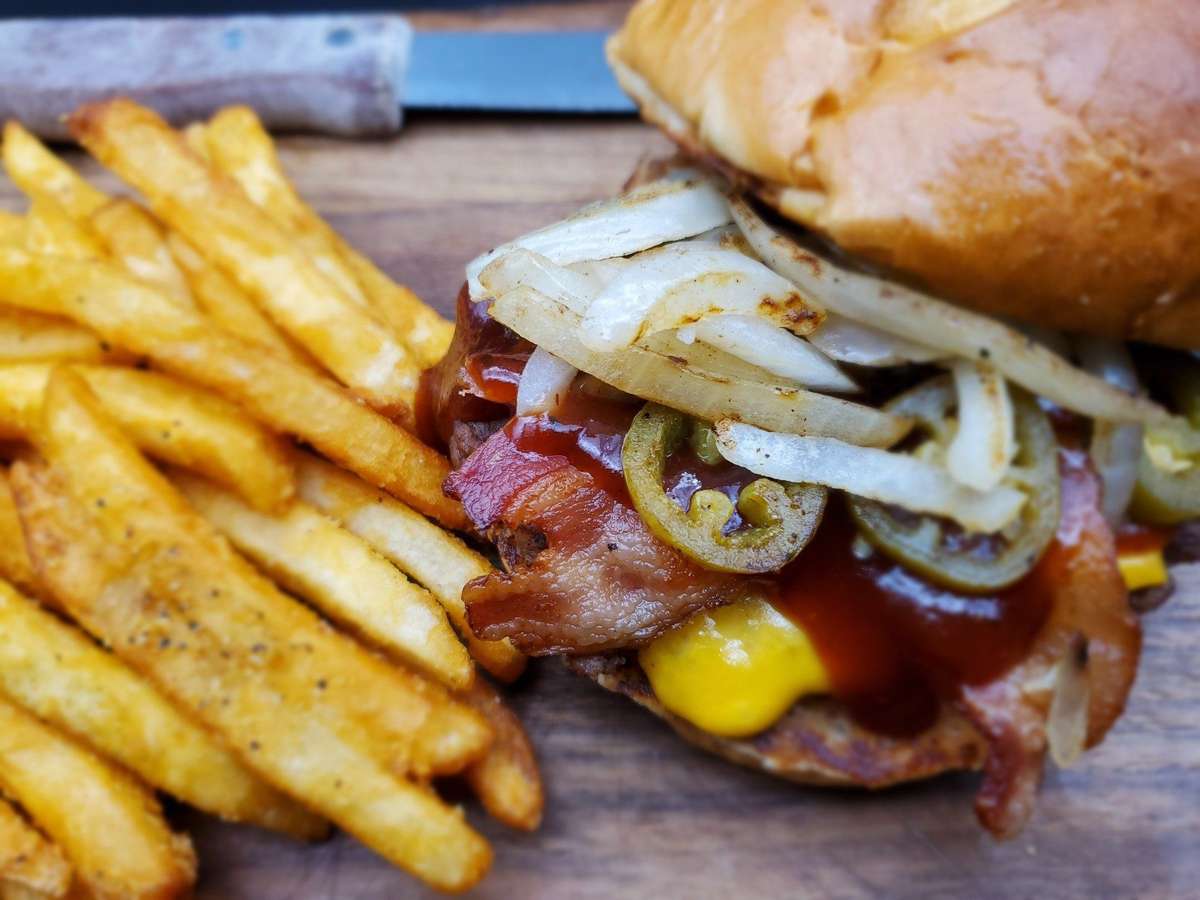 Burger and fries