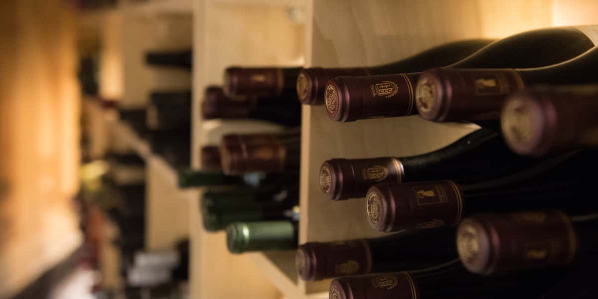 Rack of wine bottles