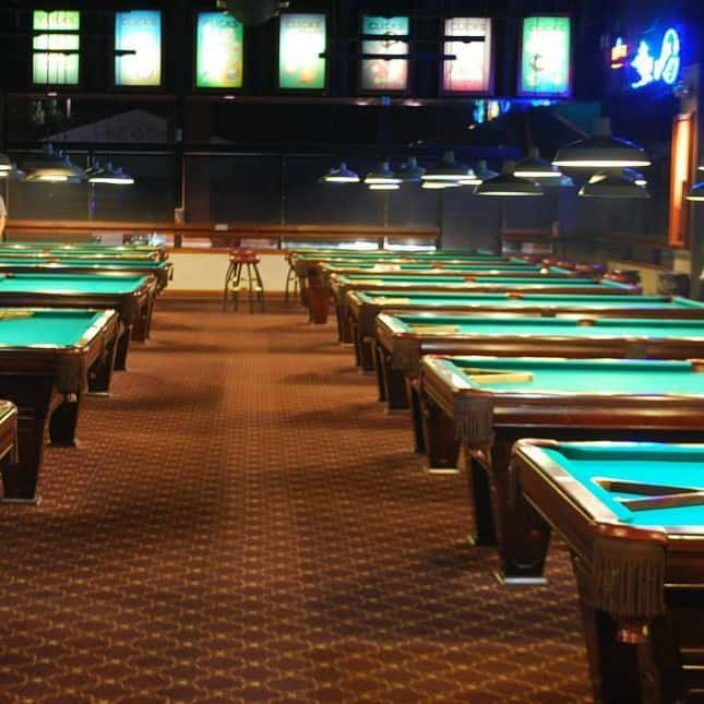 Room with pool tables