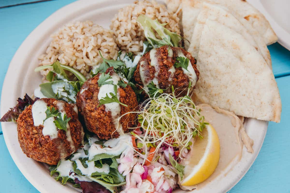 Greek (Aloha) Plate - Earth Aloha Eats- Restaurant in Maui Hawaii