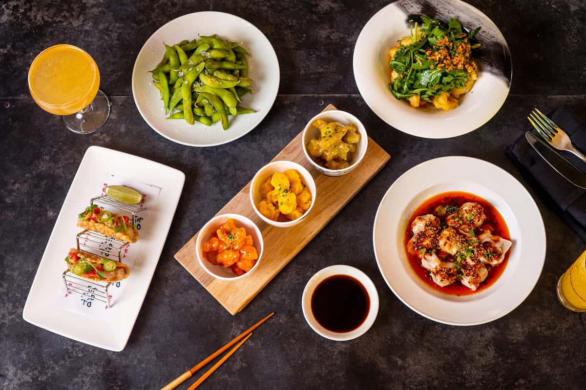 Variety of plated dishes