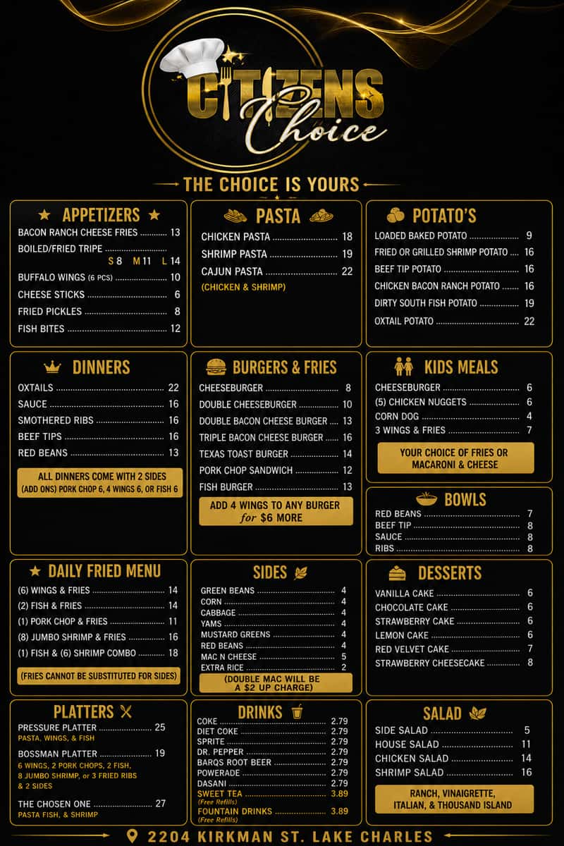 Menu - Citizens Choice Soul Food