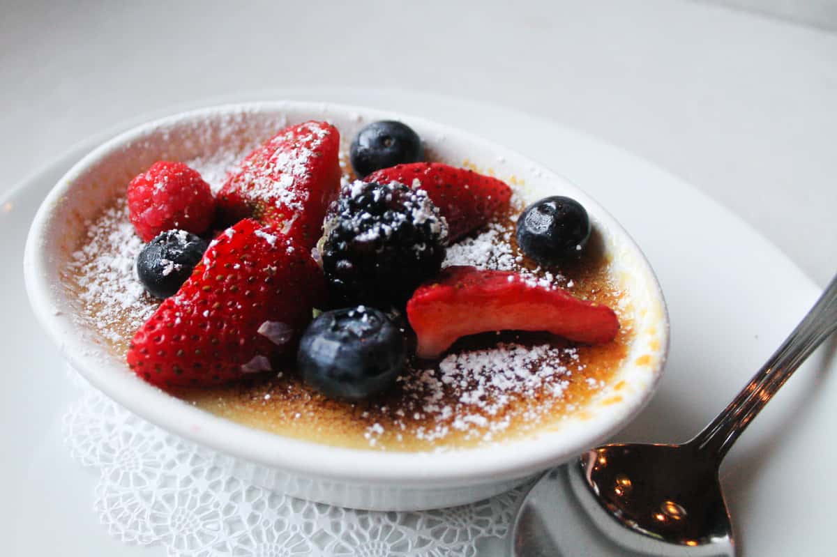 Mexican Lime Crème Brulee in a white dish
