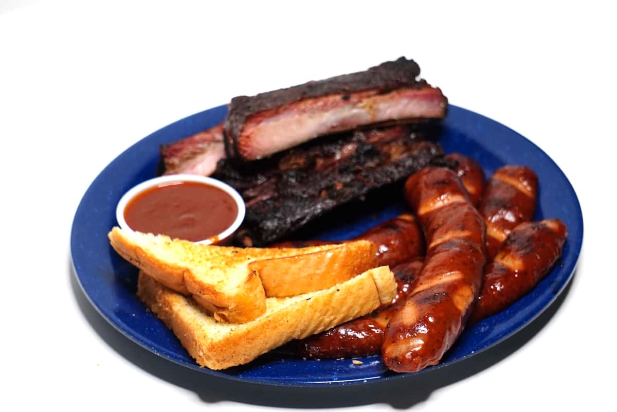 Rib and Hot Link Dinner Menu Ribs BBQ Barbecue Restaurant in