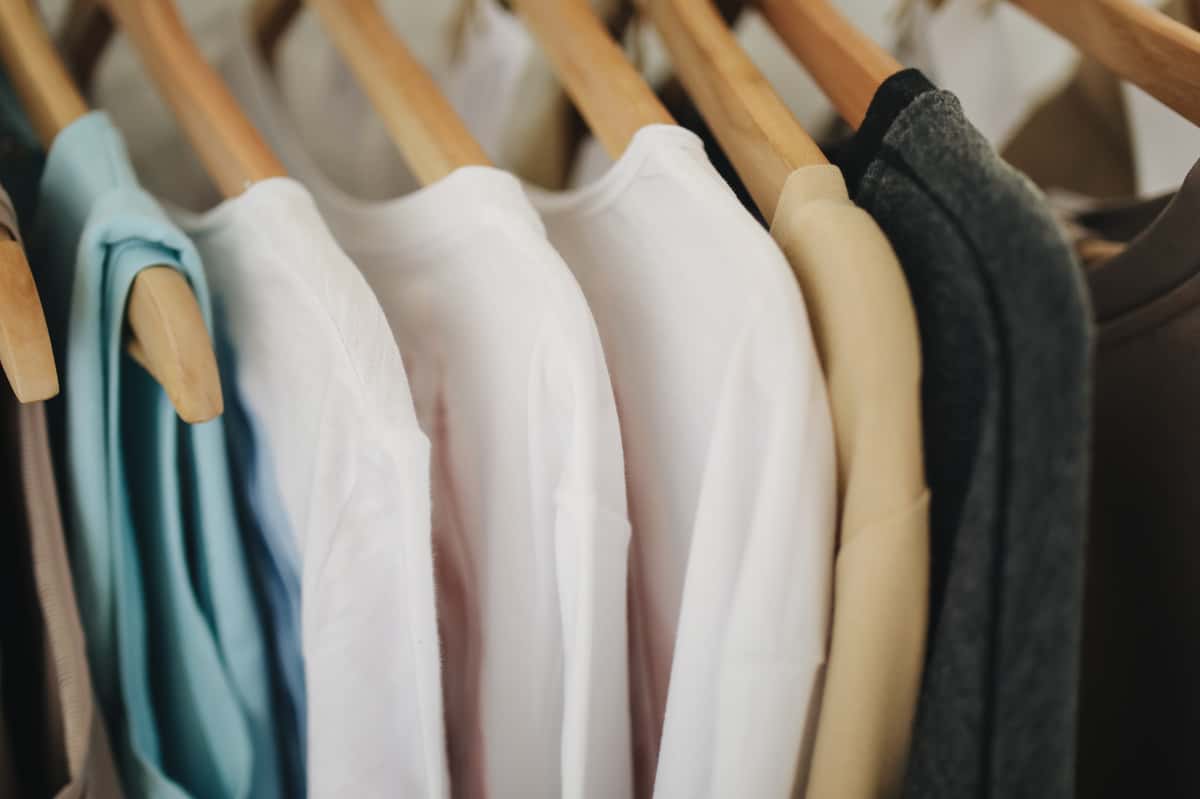 shirts on a rack