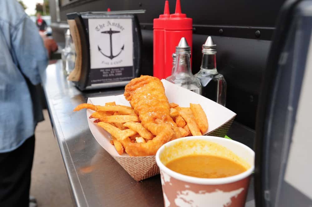 Fish and chips from food truck