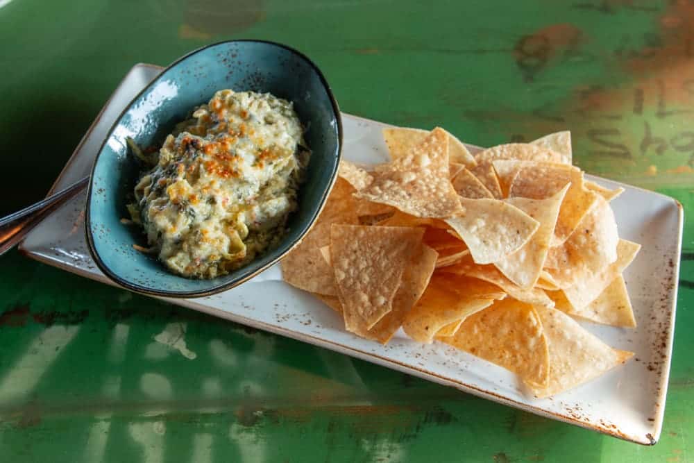 Spicy Artichoke Dip with Chips Happy Hour Septembers Taproom and Eatery Bar & Grill in CA