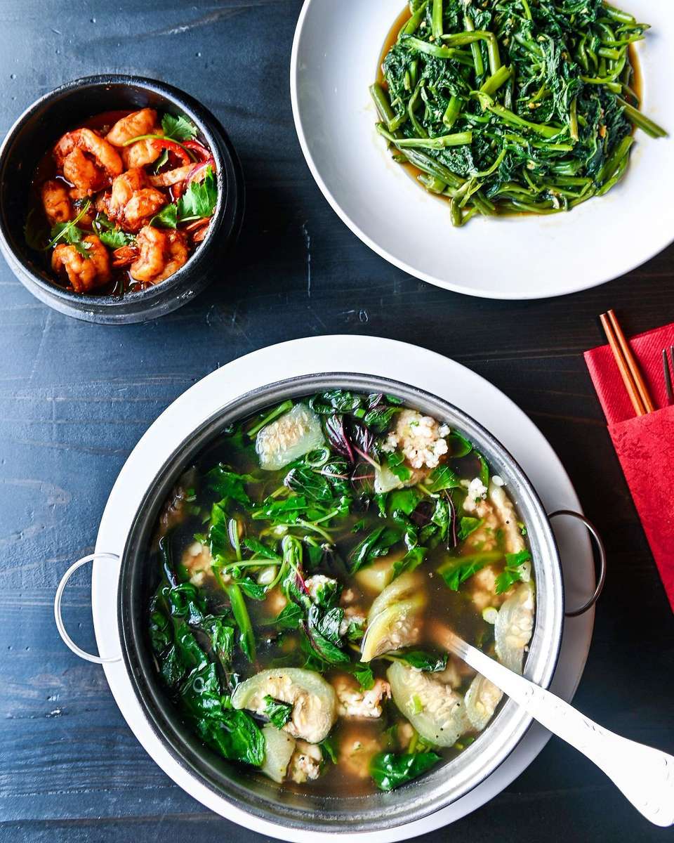 Asian Green Soup & Shrimp