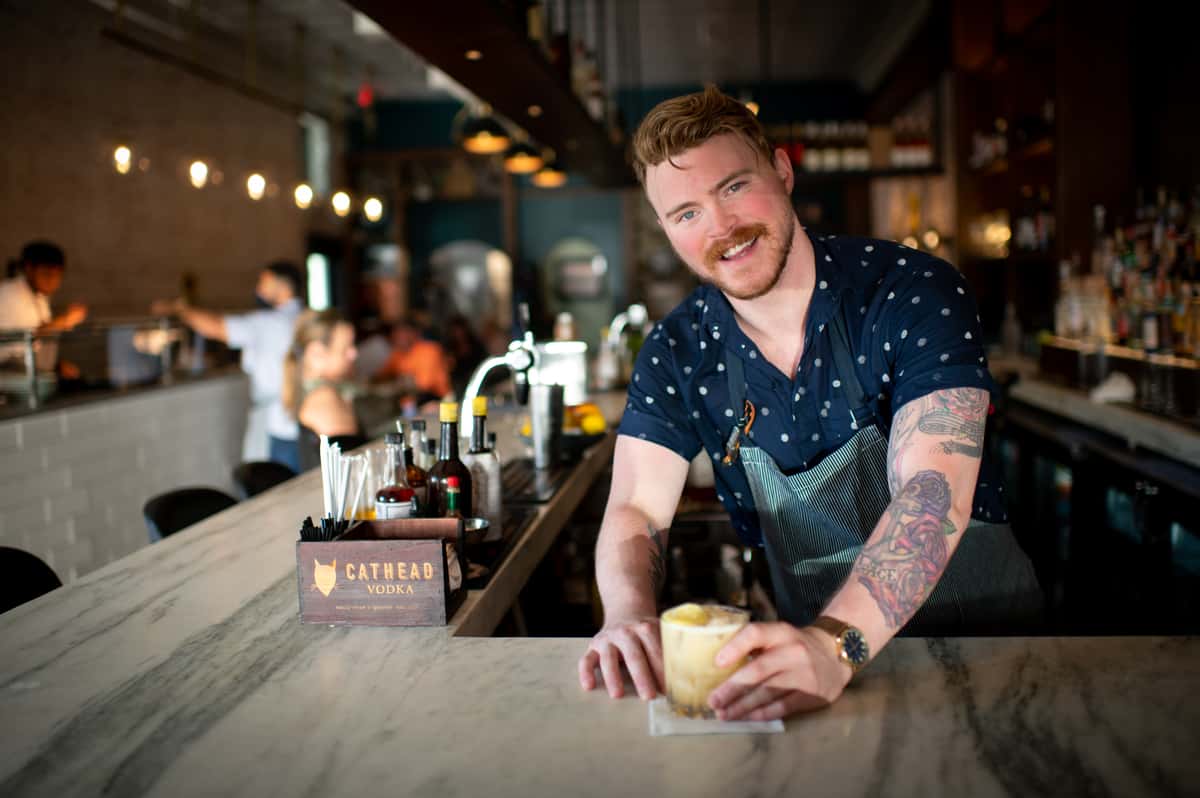 serving a cocktail