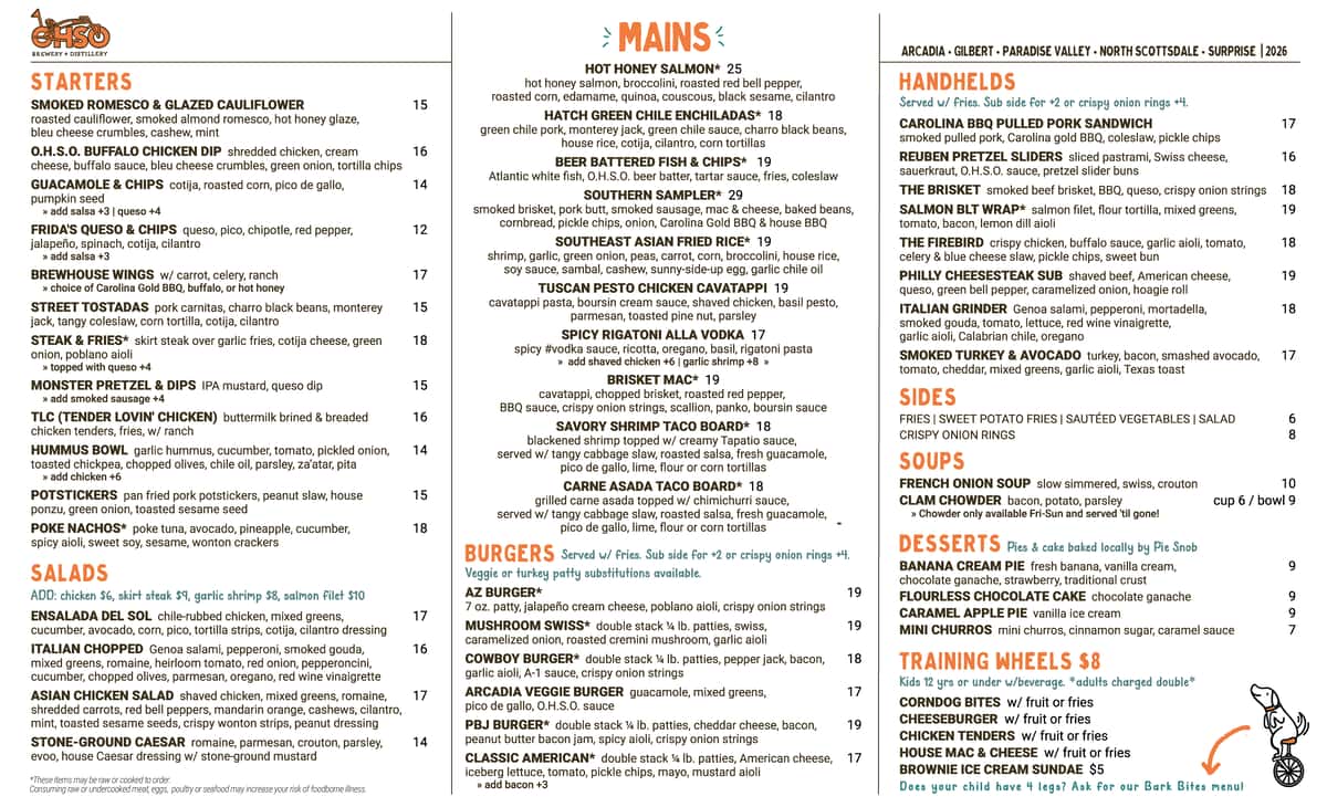 Surprise Menu - OHSO Brewery + Distillery