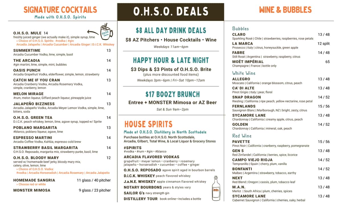Surprise Menu - OHSO Brewery + Distillery