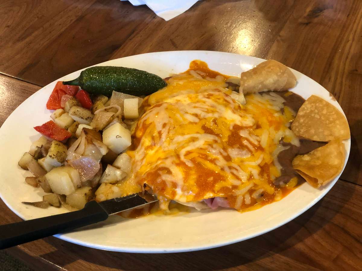Huevos rancheros with corn tortillas