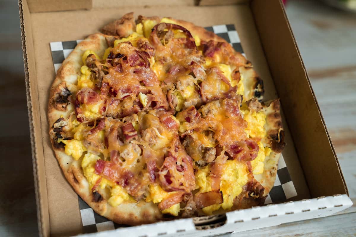 10" Fresh pizza dough Meat Lovers Breakfast Pizza