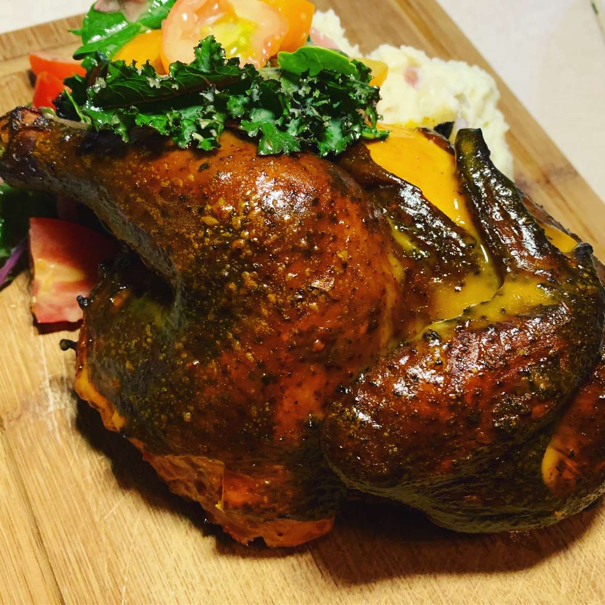 fire-roasted chicken dinner *for 4 people