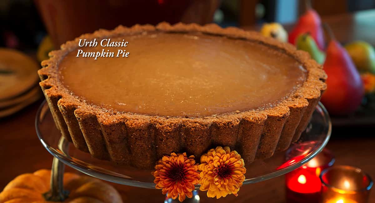 Urth's famous thick crust, deep dish pumpkin pie