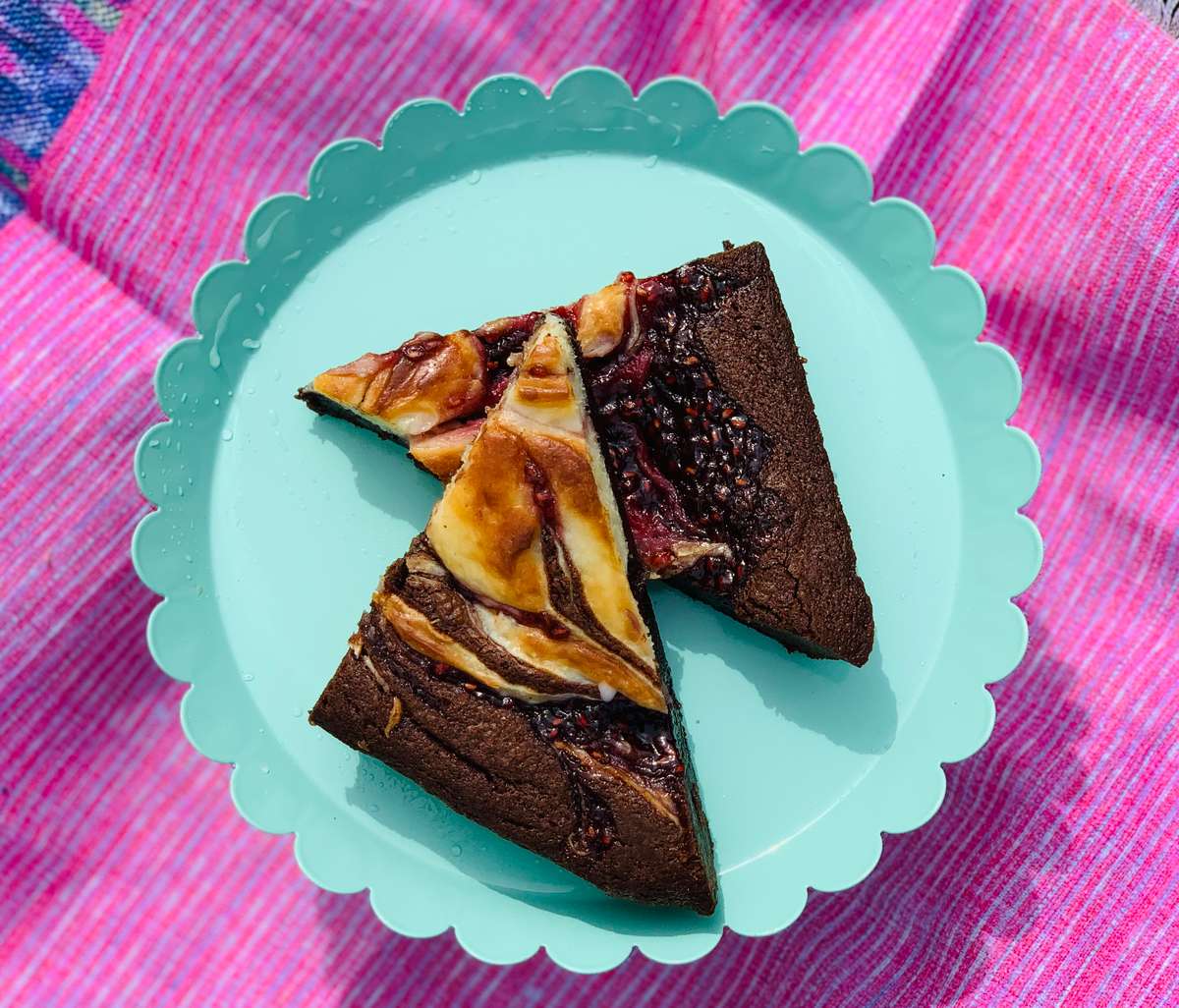 Raspberry Cream Cheese Espresso Brownie
