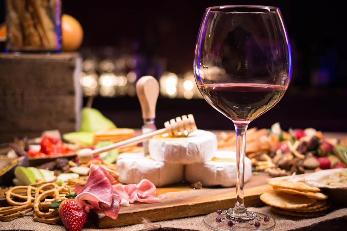 Wine and cheese board