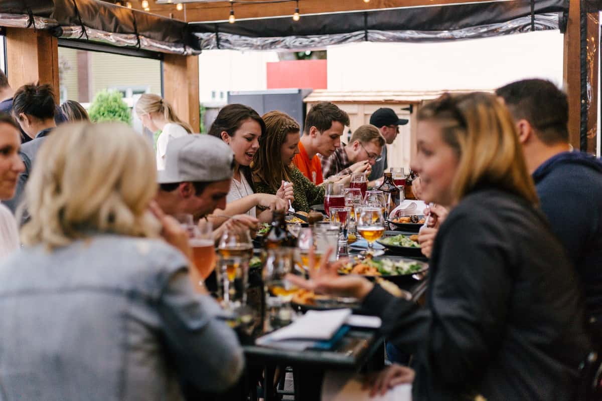 Group enjoying a meal together