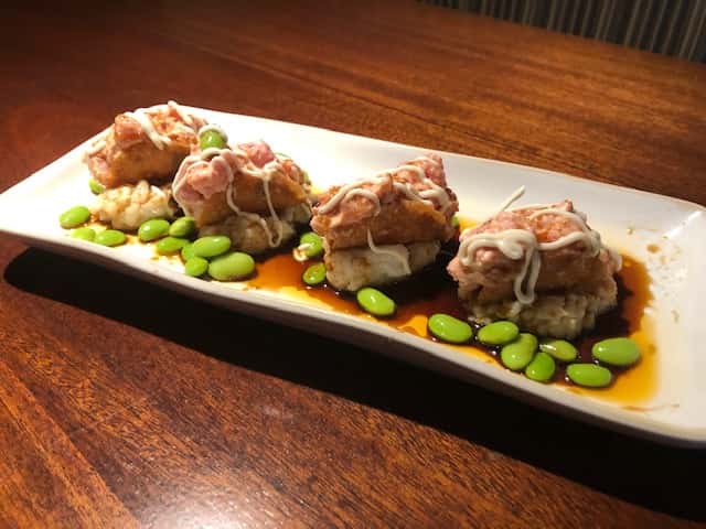 Mini Wonton Tuna Tacos