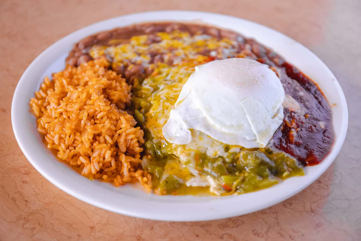 2 Stacked Enchiladas Lunch & Dinner Hot Tamales New Mexico Mexican Restaurant in Rio