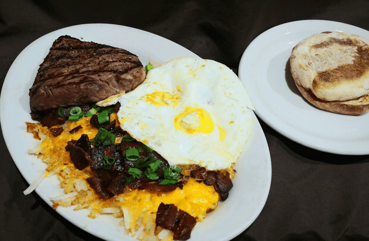 Steak and Eggs* - Breakfast Menu - Bruno's Family Restaurant & Bar