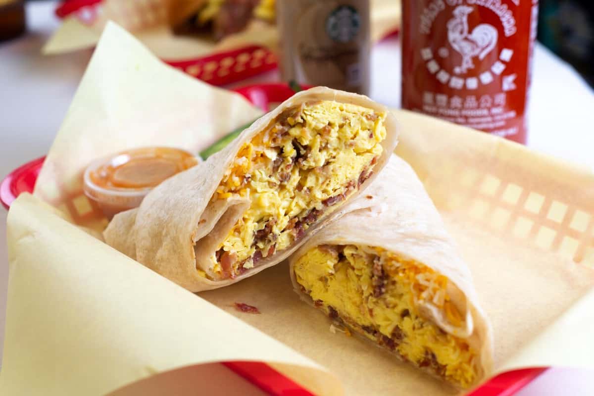 Breakfast Burrito Bacon, Egg and Cheese Menu Alkobar Quick Stop