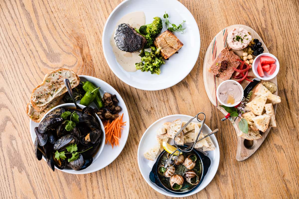 spread of menu items